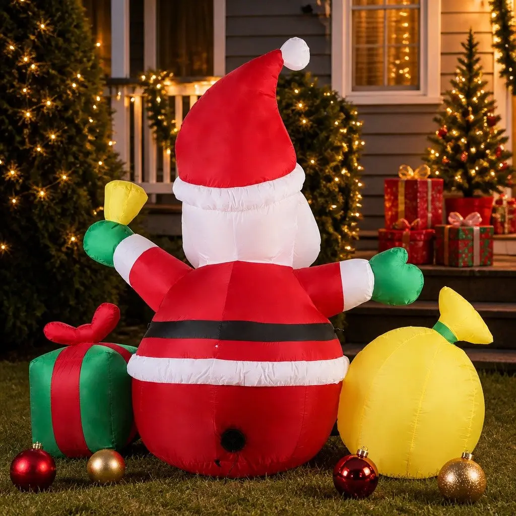 Christmas Inflatable Decoration 190T Polyester 240cm x 120cm x 180cm LED Lights