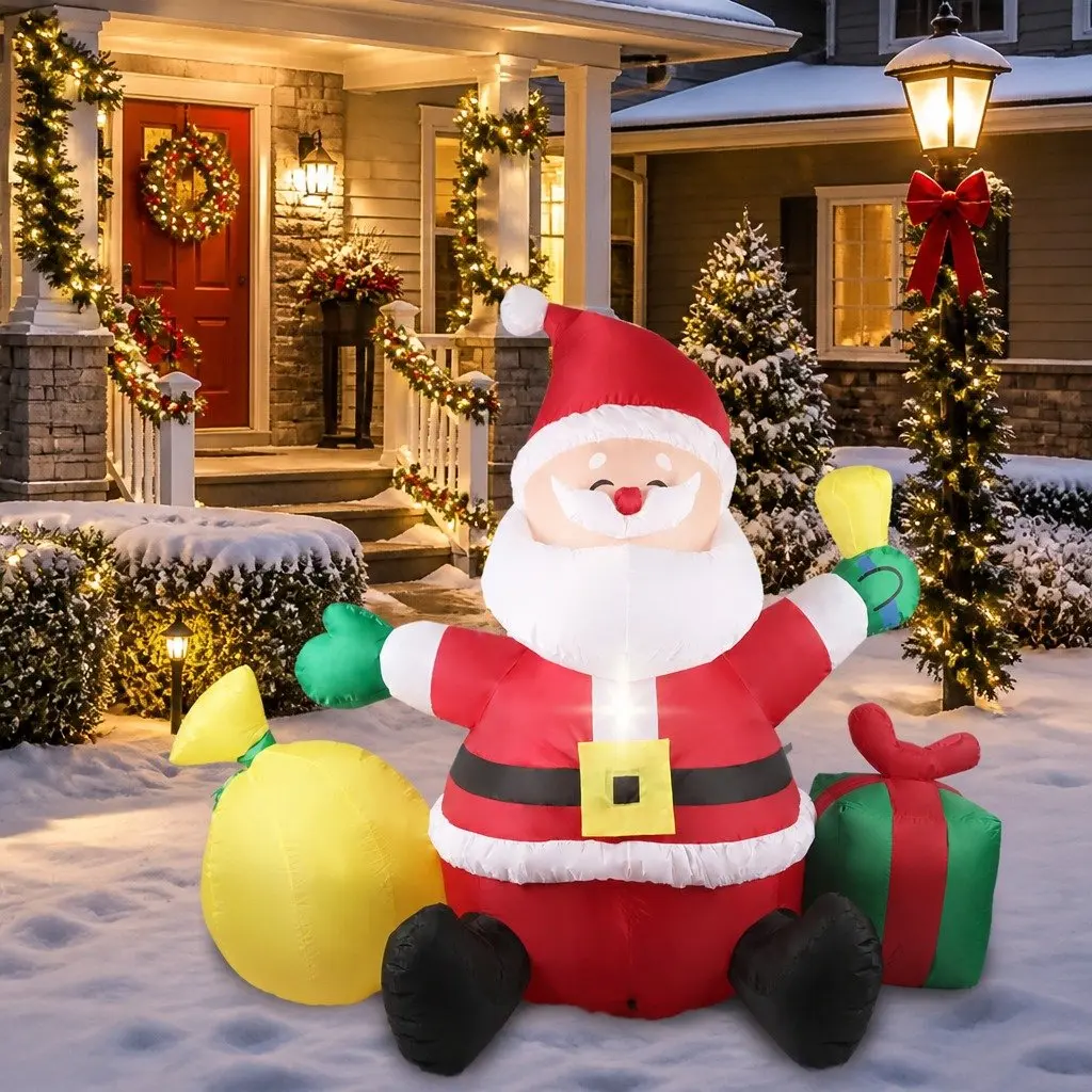 Christmas Inflatable Decoration 190T Polyester 240cm x 120cm x 180cm LED Lights