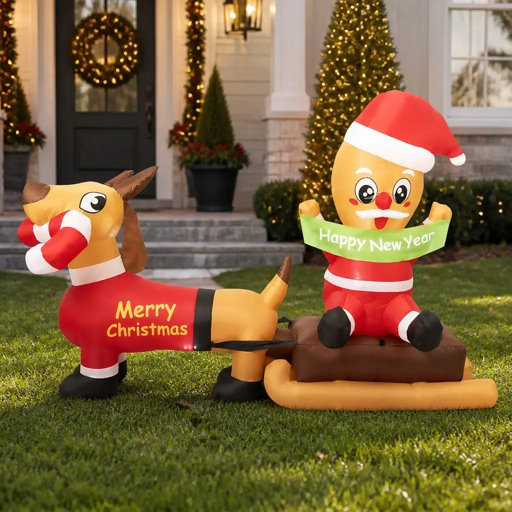 Inflatable Decoration 190T Polyester 2.1M Multicolour LED Lights Outdoor Indoor Self-Inflating