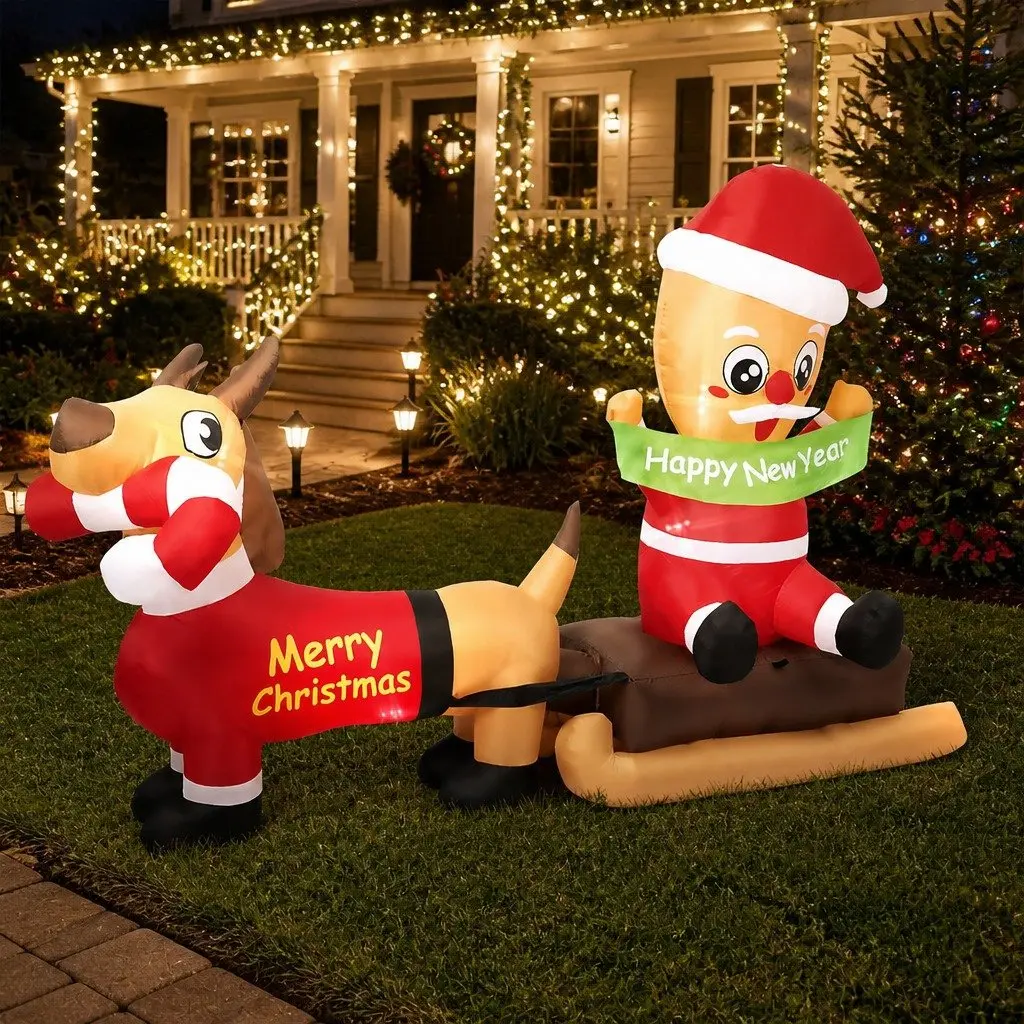 Inflatable Decoration 190T Polyester 2.1M Multicolour LED Lights Outdoor Indoor Self-Inflating