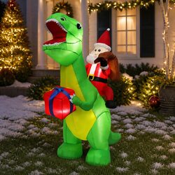 Durable 1.75M Christmas Dinosaur Inflatable Decoration