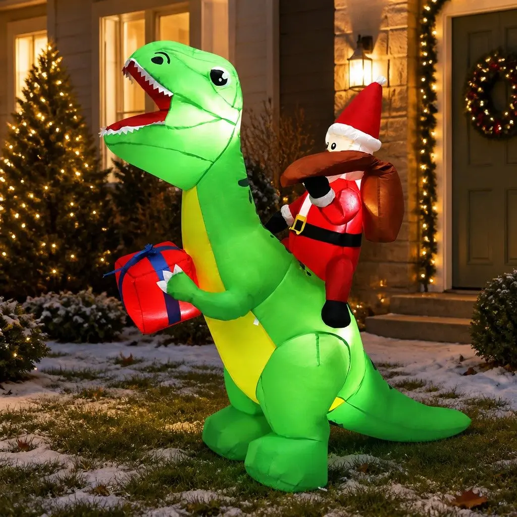 1.75M Christmas Dinosaur Inflatable Decoration