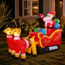 Sturdy LED Inflatable Santa Sleigh with Reindeer 2.2M
