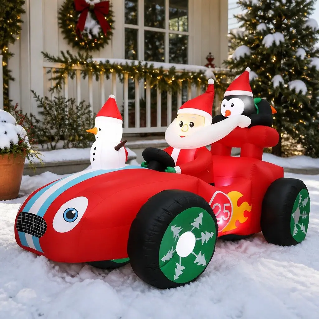 2.4M Inflatable Santa Sleigh with LED Lights