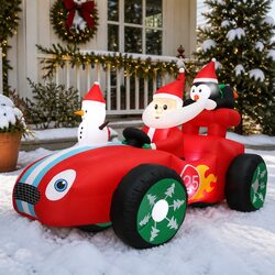 Sturdy 2.4M Inflatable Santa Sleigh with LED Lights