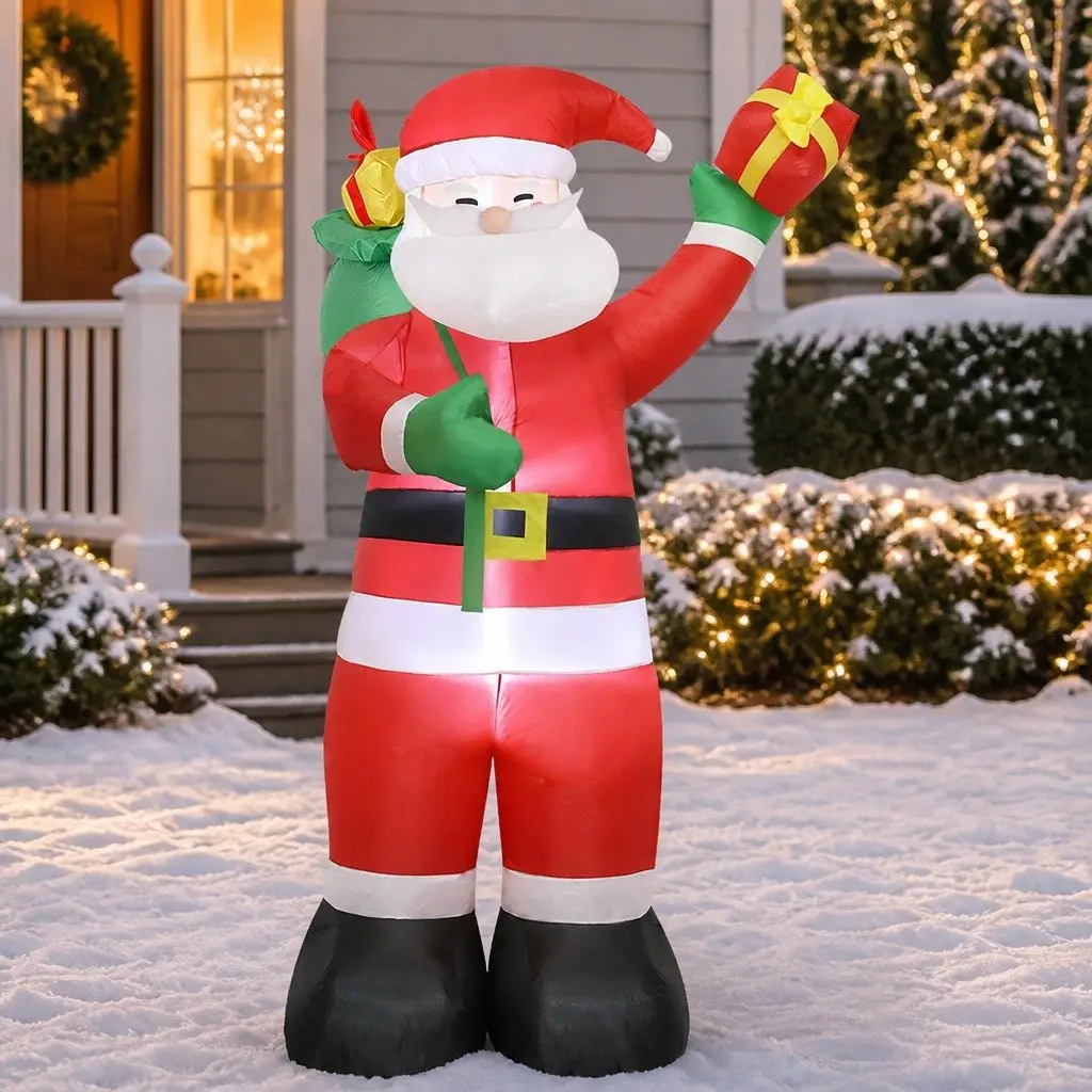 Inflatable Santa Claus 2.4M Polyester Multi-colour Christmas Decoration Outdoor Indoor Display