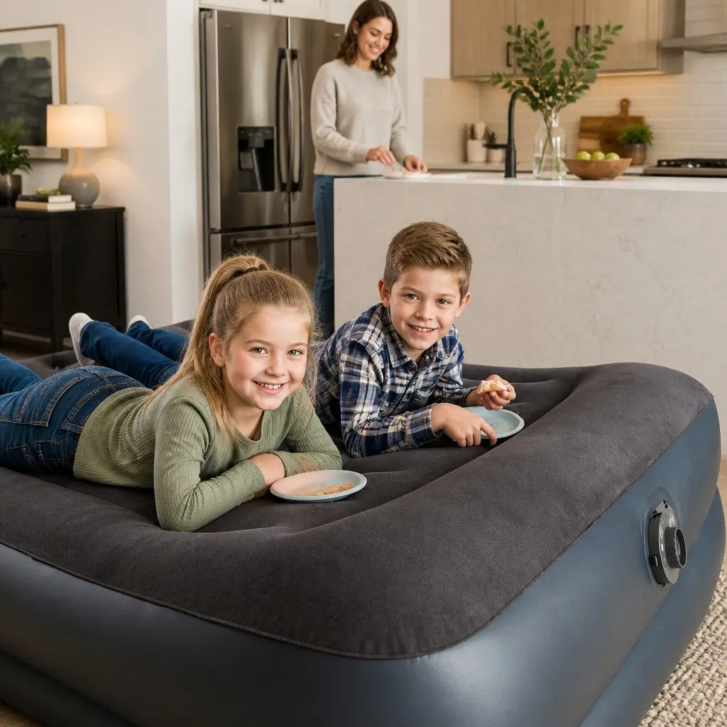 Queen Pillow Rest Raised Airbed with Electric Pump