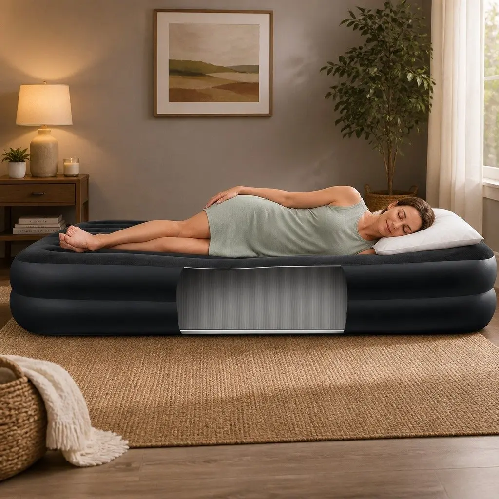 Queen Pillow Rest Raised Airbed with Electric Pump