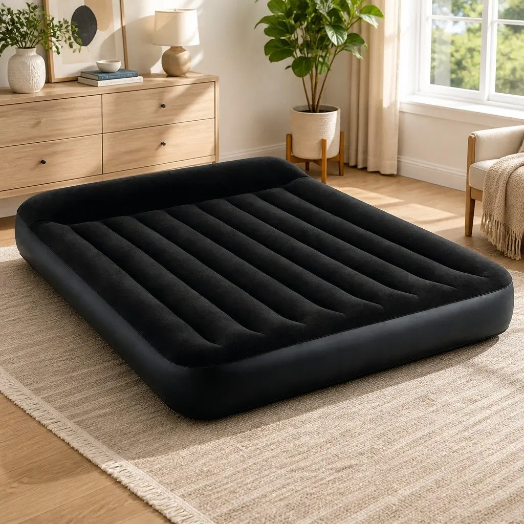 Queen Size Inflatable Airbed Pillow Rest Classic Fiber-Tech Guest Bed Indoor