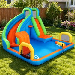 Standout Kids Inflatable Water Park with Slide & Cannon