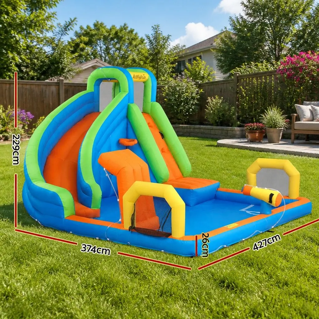 Kids Inflatable Water Park Slide PVC-coated Polyester 427x374cm Multicolor