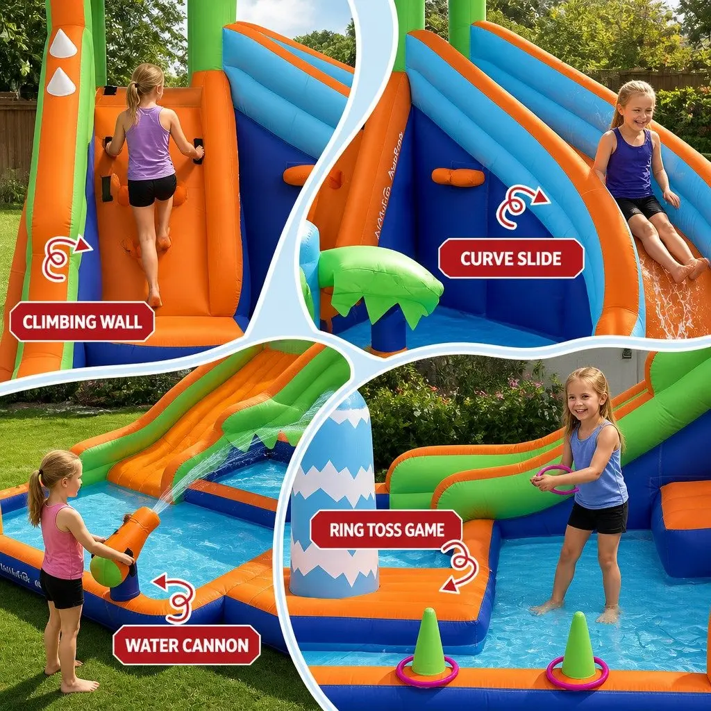 Kids Inflatable Water Park PVC Polyester 465cm Multicolour