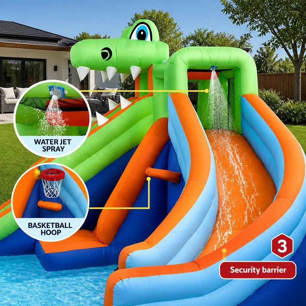 Kids Inflatable Water Park PVC Polyester 465cm Multicolour