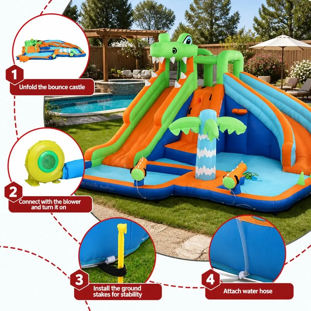 Kids Inflatable Water Park PVC Polyester 465cm Multicolour