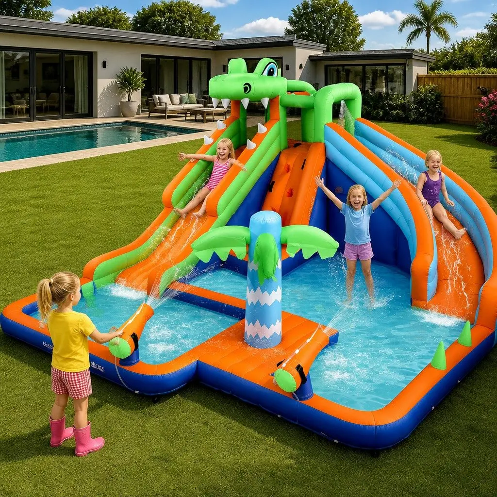 Kids Inflatable Water Park PVC Polyester 465cm Multicolour