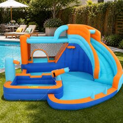 Kids Inflatable Water Park with Slide and Climbing Wall
