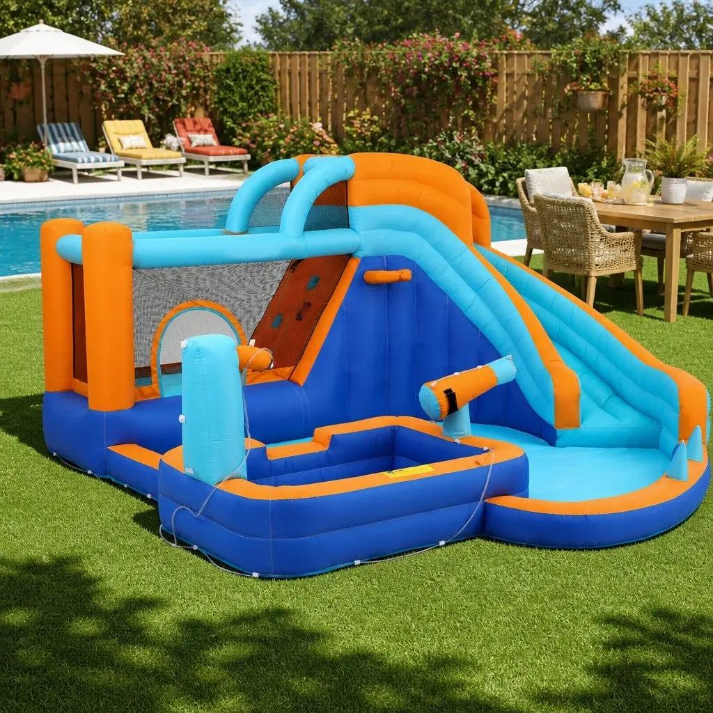 Kids Inflatable Water Park with Slide and Climbing Wall