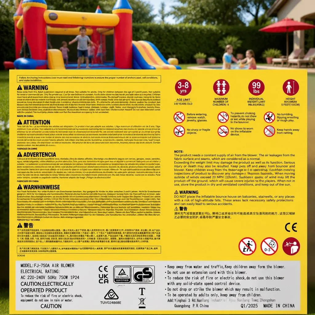 Kids Inflatable Water Park Slide Cannon Splash Game Outdoor Garden Pool Toy
