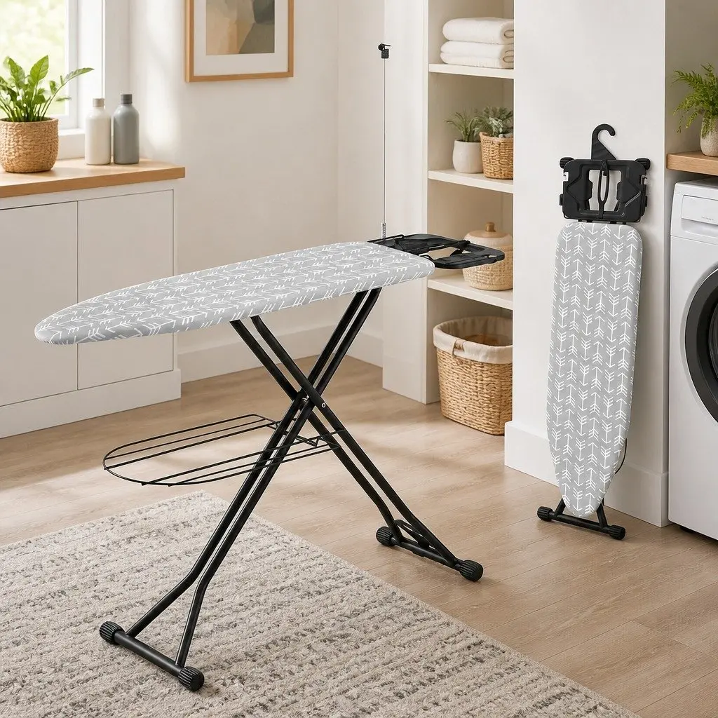 Heavy-Duty Steel Frame Foldable Ironing Board with 7 Heights