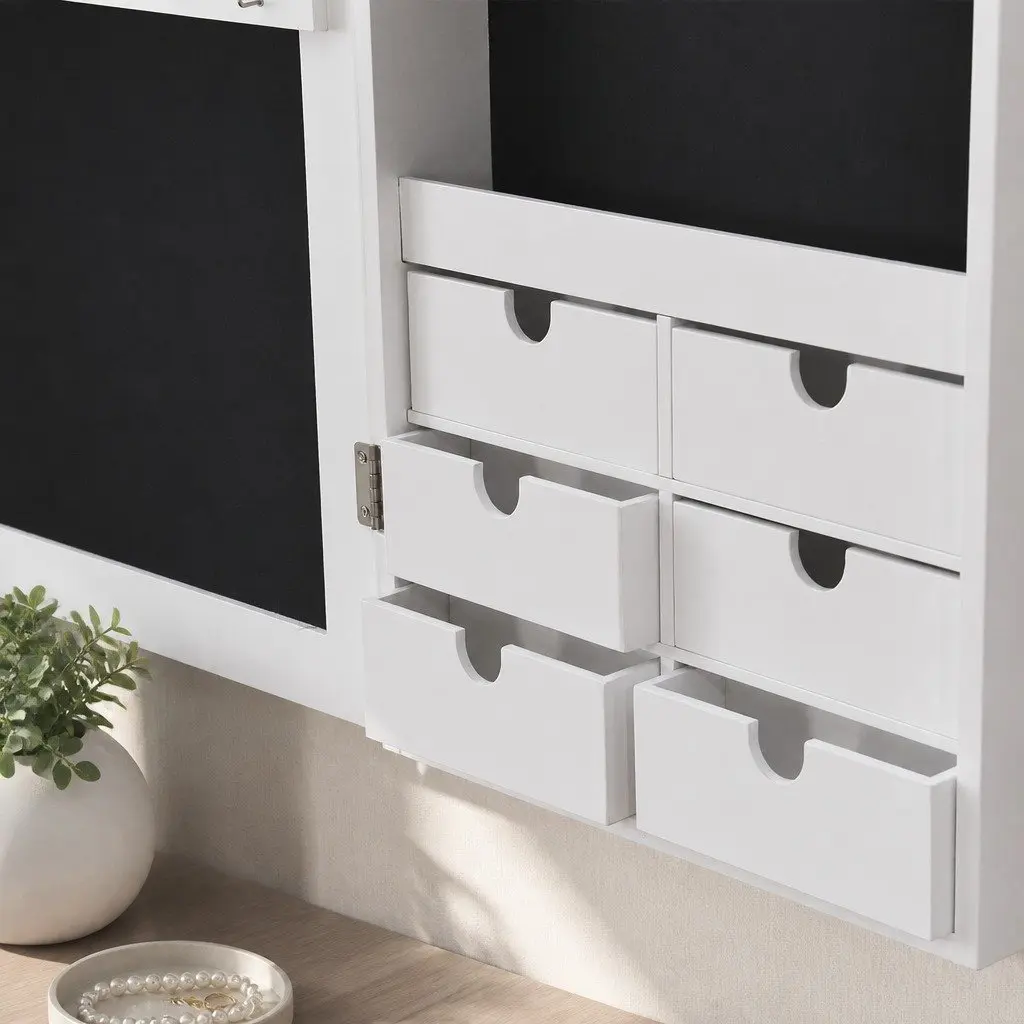 Wall Mounted Full Length Mirror Jewellery Cabinet with Storage
