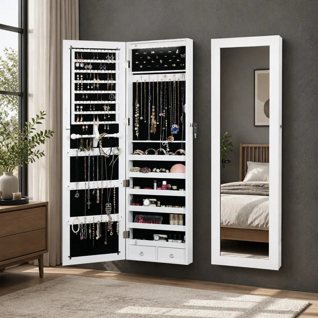 Full Length Mirror Jewellery Cabinet with LED