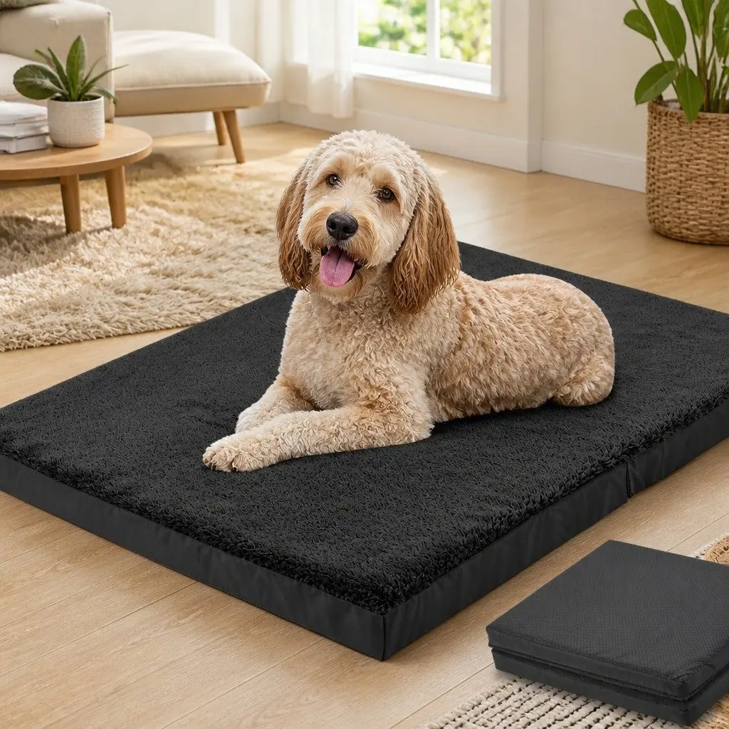 Foldable Pet Bed with Plush Foam Support
