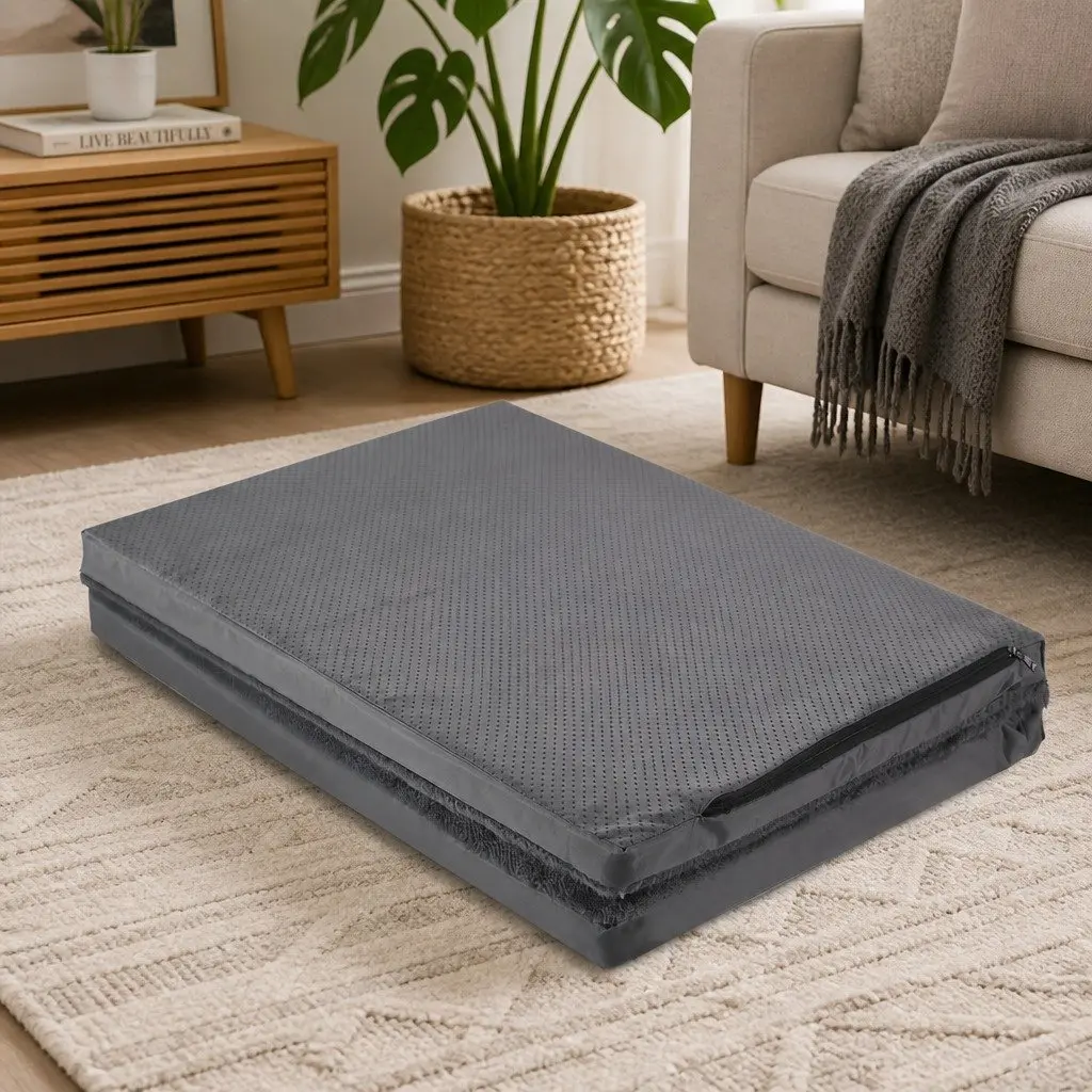 Foldable Pet Bed Polyester 90cm x 60cm Grey