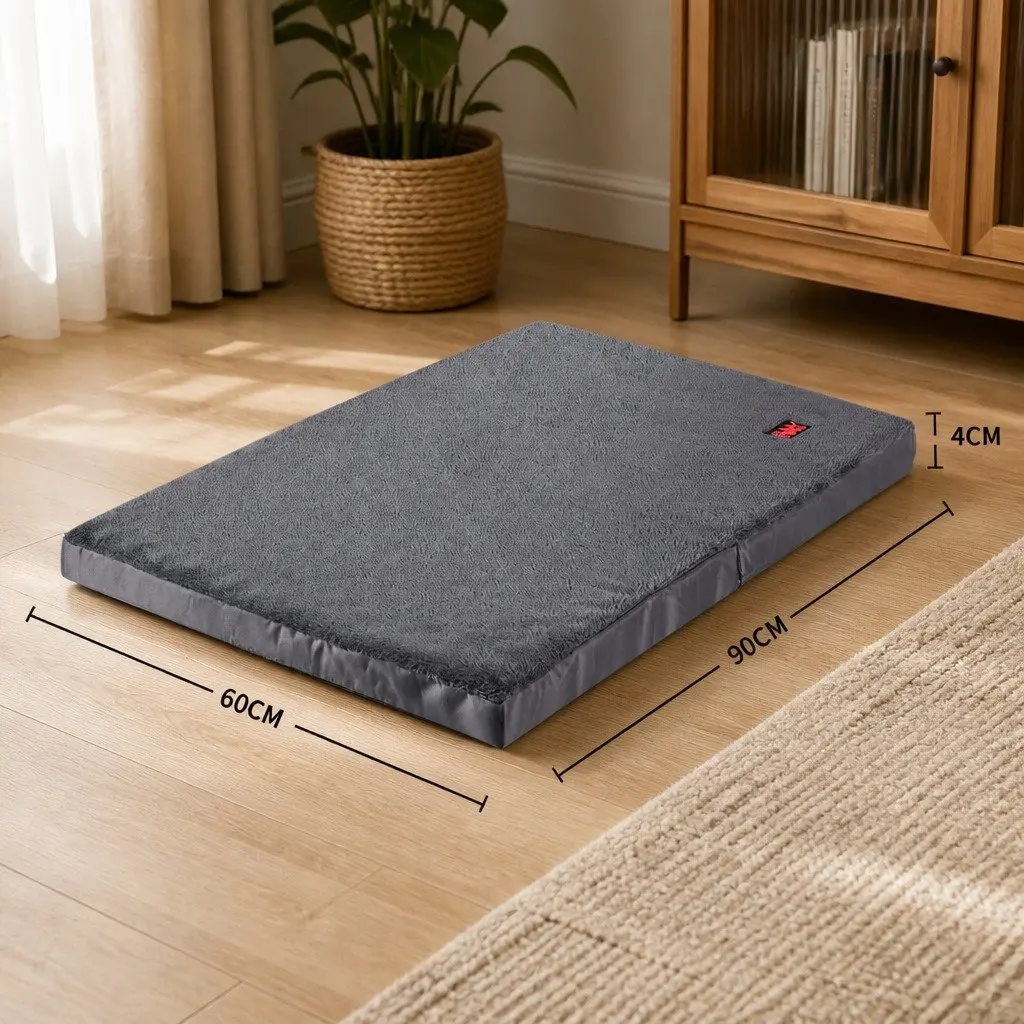 Foldable Pet Bed Polyester 90cm x 60cm Grey