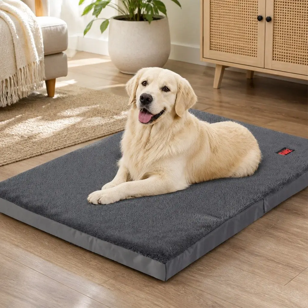 Foldable Pet Bed Polyester 90cm x 60cm Grey