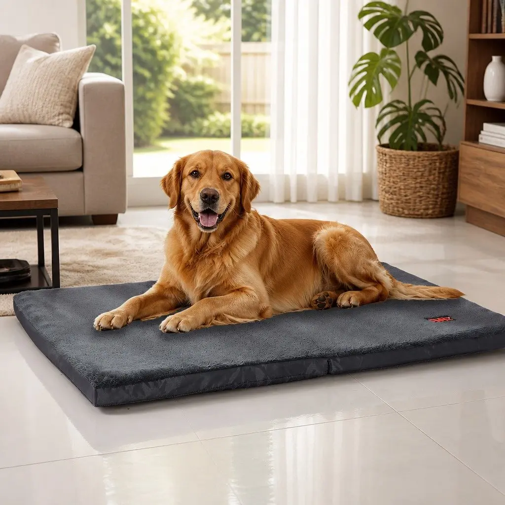 Foldable Pet Bed Polyester 90cm x 60cm Grey