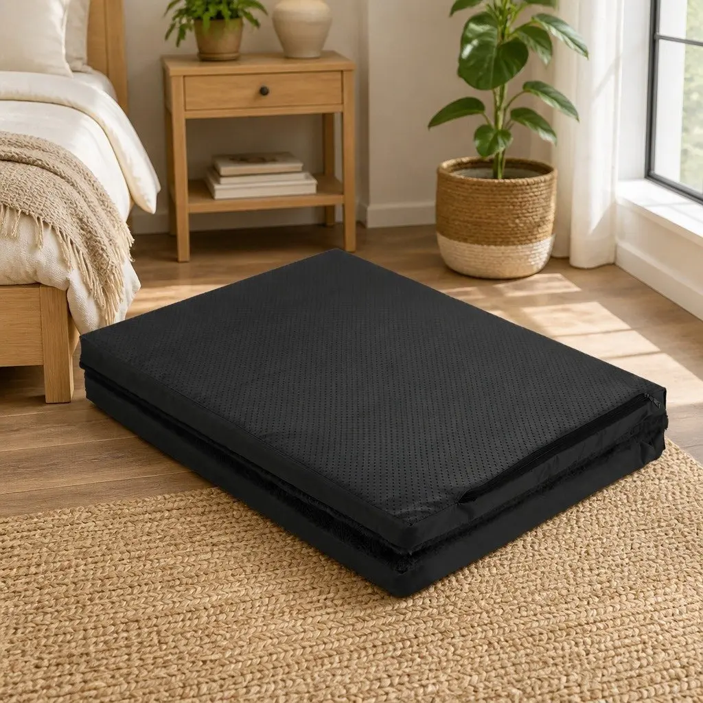 Foldable Pet Bed Polyester Medium Black