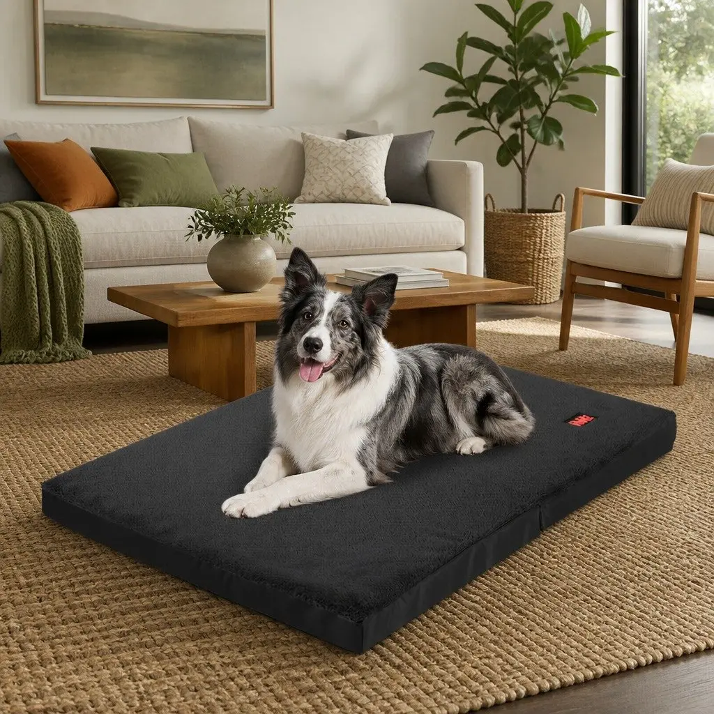 Foldable Pet Bed Polyester Medium Black