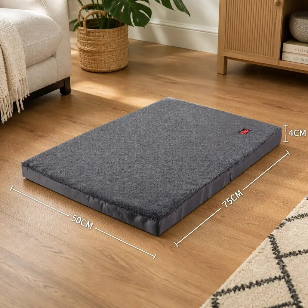 Medium Grey Portable Dog Bed with Washable Cover