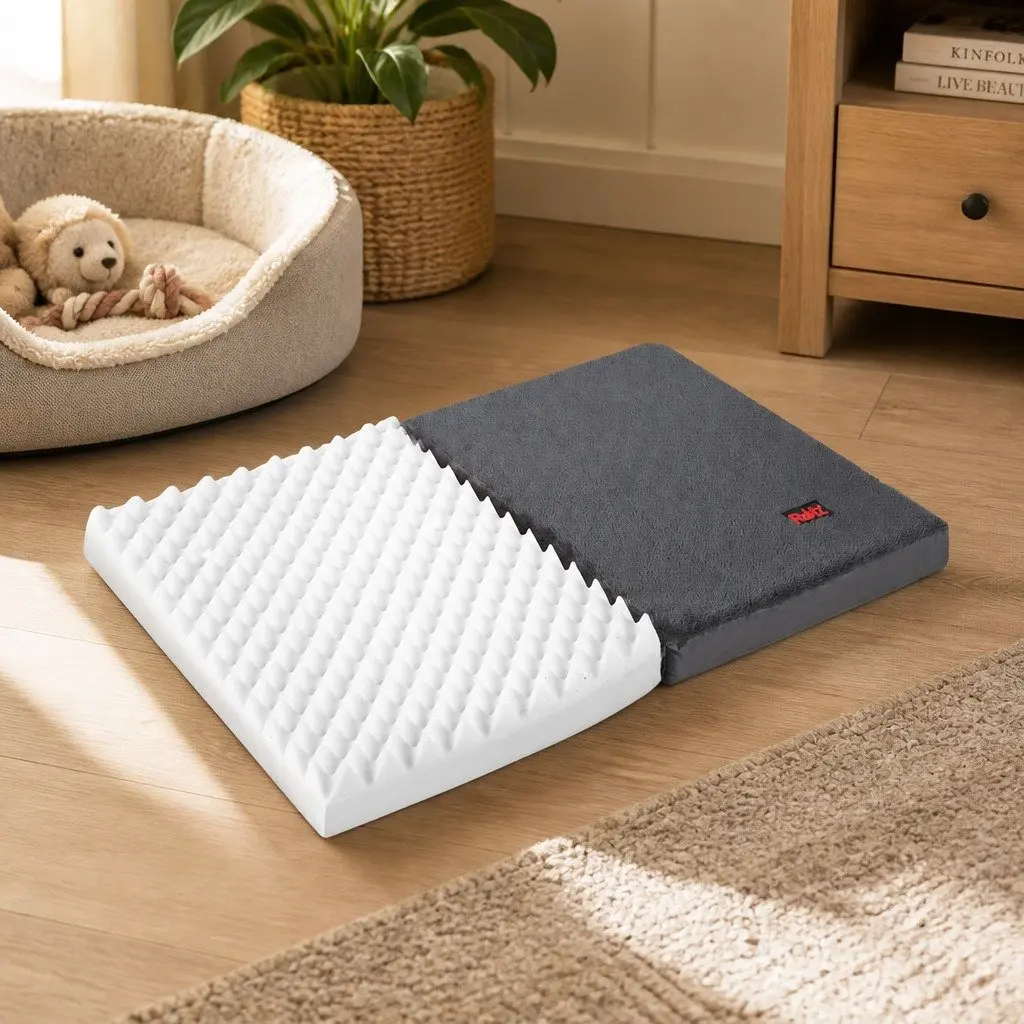 Medium Grey Portable Dog Bed with Washable Cover