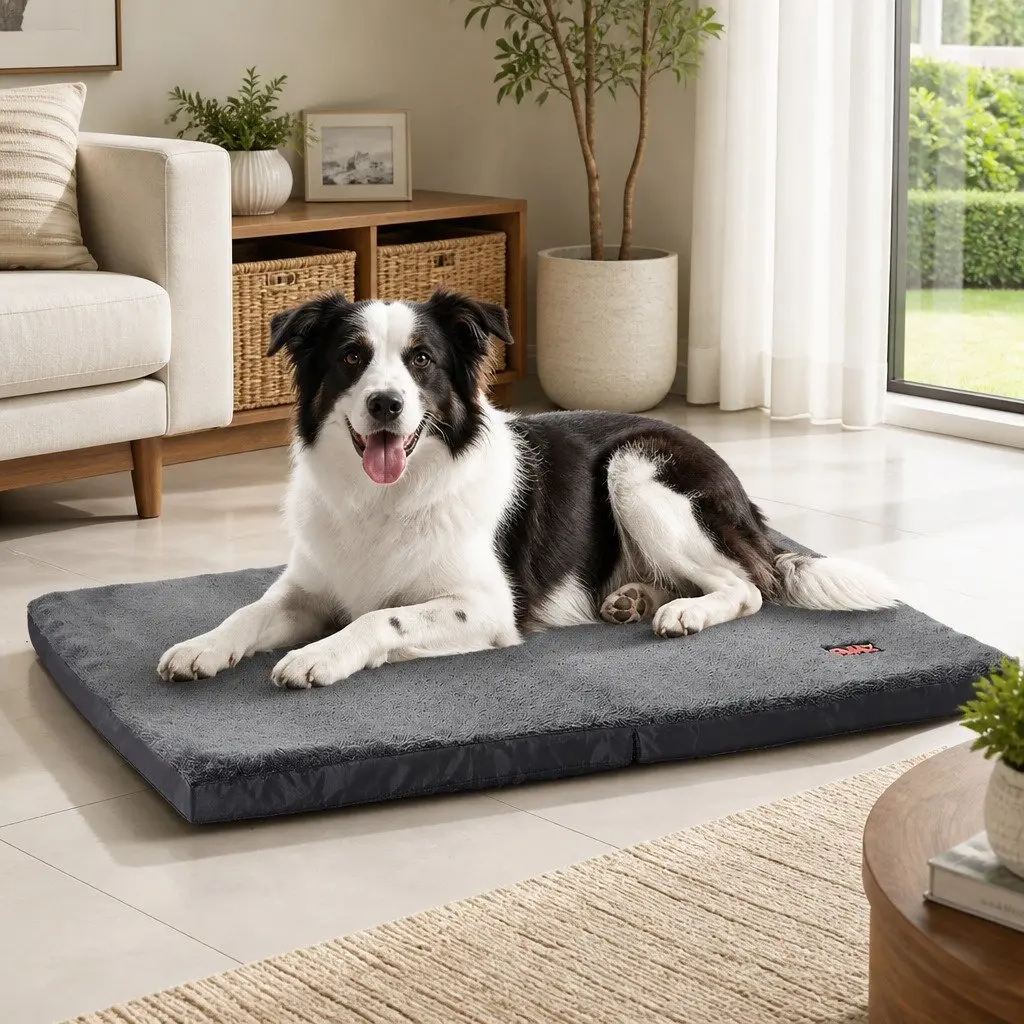 Pet Bed Polyester Foam XX-Large Grey Foldable Dog Puppy Mattress