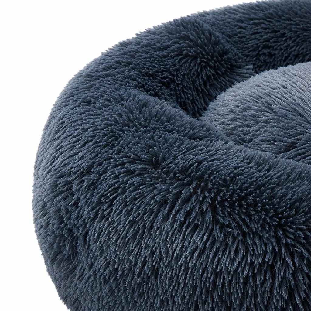 Pet Bed Donut-shaped Large Dark Grey Calming Comfort Plush Mattress Non-slip