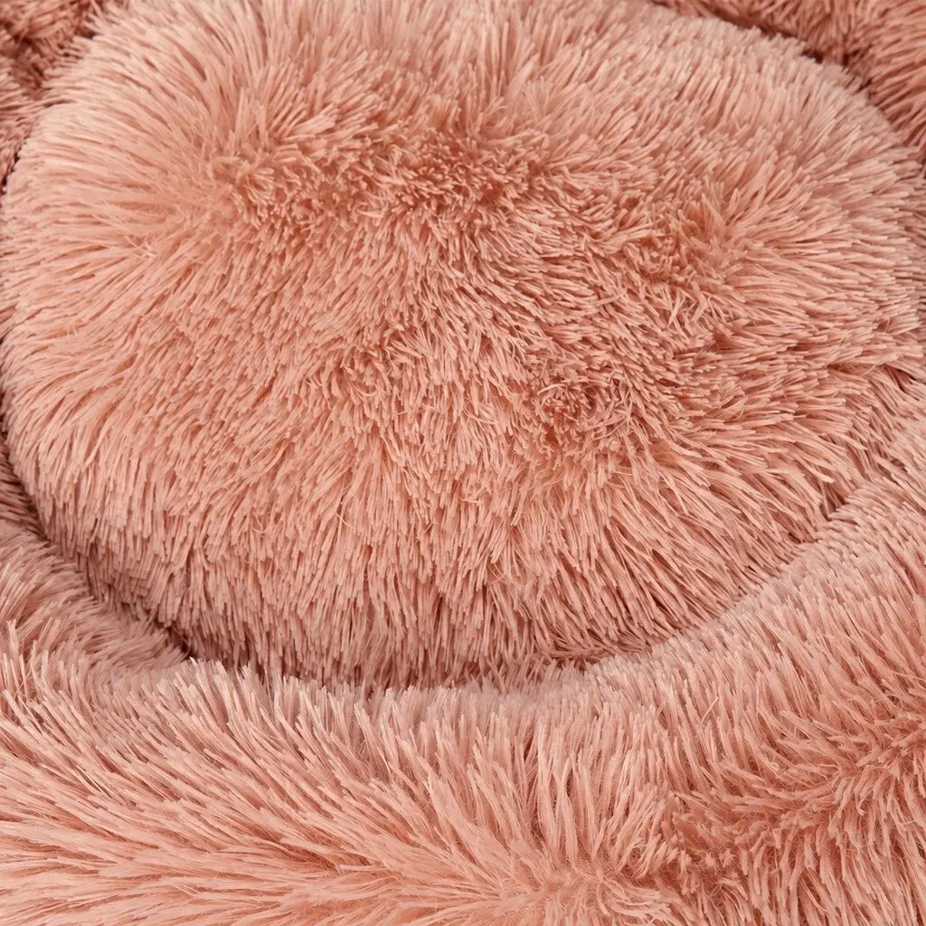 Large Pet Bed Polyester 70cm Pink Donut Cushion Non-Slip