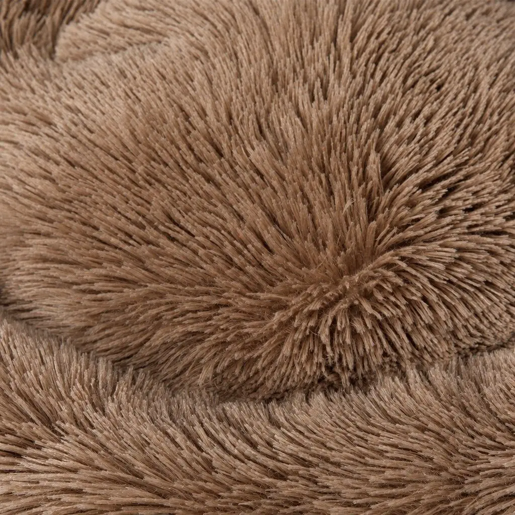 Donut-Shaped Pet Bed for Dogs, Medium Brown