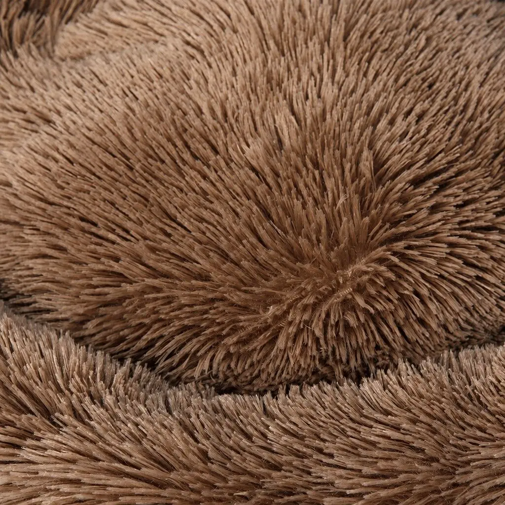 Brown Donut-Shaped Pet Bed for Small Dogs