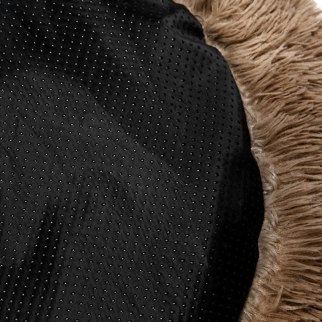 Brown Donut-Shaped Pet Bed for Small Dogs