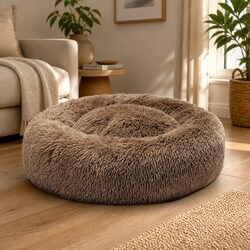 Pet Bed Donut Shaped Mattress XXL Brown Non-Slip Bottom Machine Washable Comfort