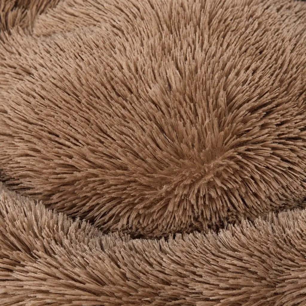 XXL Brown Donut Pet Bed with Non-Slip Base