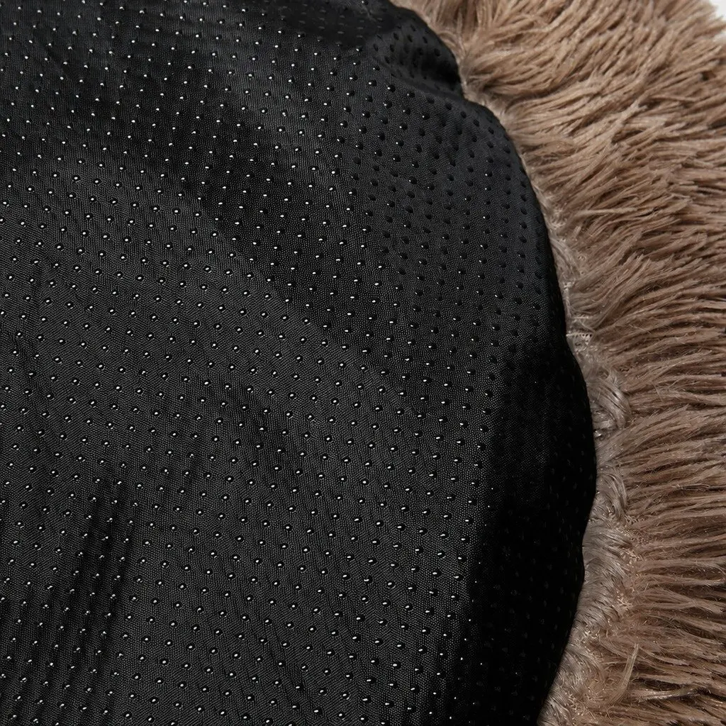 XXL Brown Donut Pet Bed with Non-Slip Base