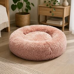 XXXL Donut-Shaped Dog Bed with Plush Comfort in Pink