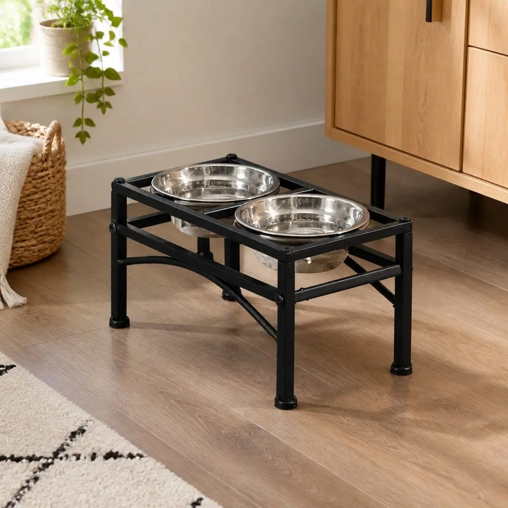 Elevated Pet Dog Feeder with Durable Stainless Steel Bowls