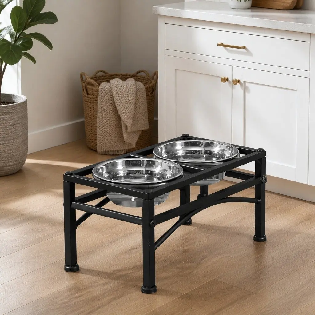 Elevated Pet Dog Feeder with Durable Stainless Steel Bowls