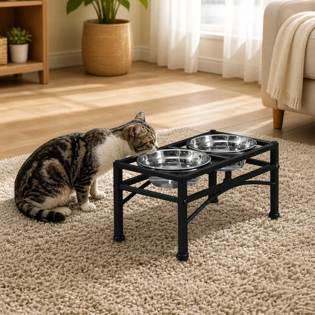 Elevated Pet Dog Feeder with Durable Stainless Steel Bowls