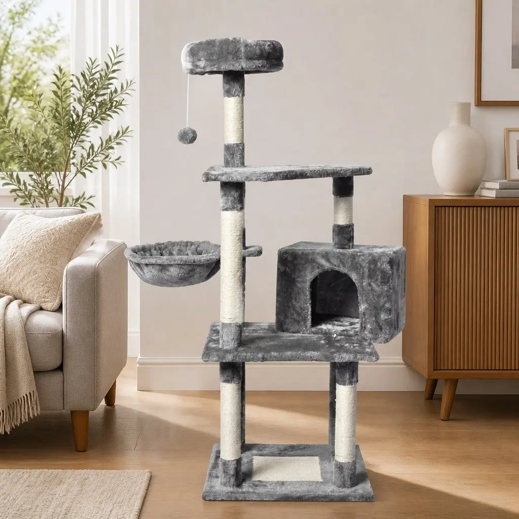 130cm Cat Tree with Multi-Level Platforms
