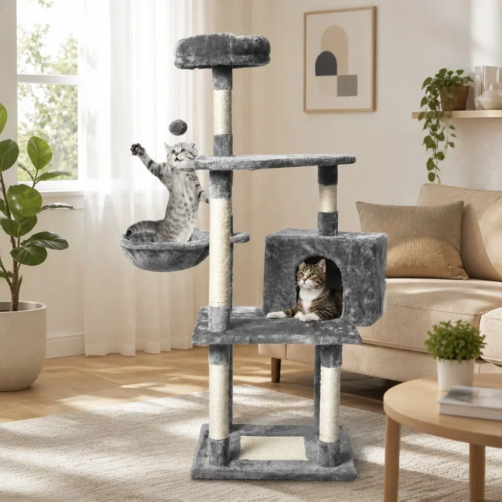 130cm Cat Tree with Multi-Level Platforms