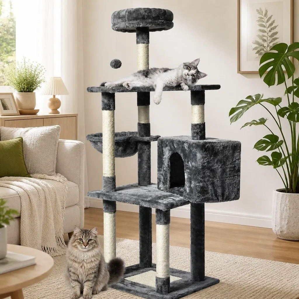 130cm Cat Tree with Multi-Level Platforms